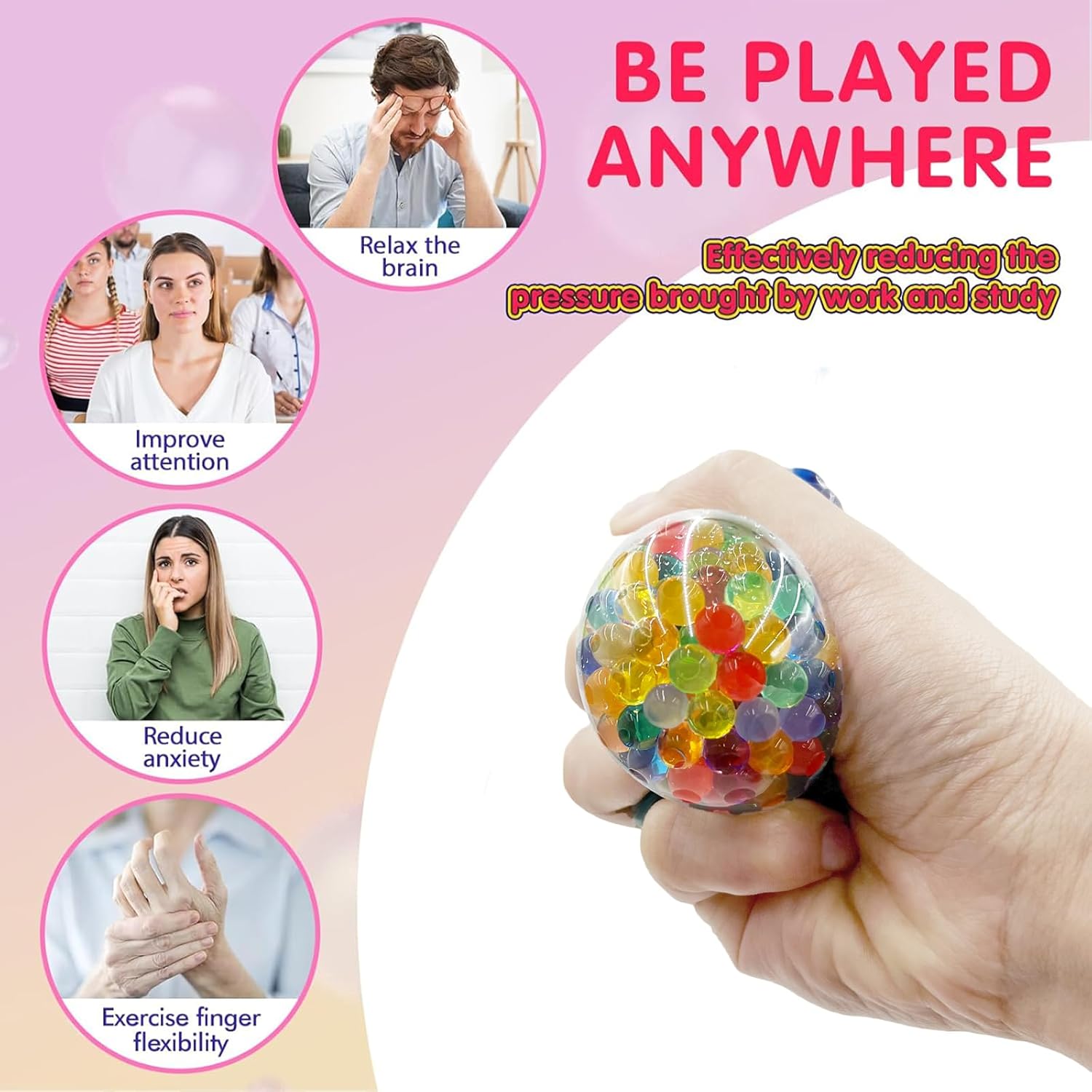 6 Pack Easter Egg Stress Balls, Easter Egg Fillers, Basket Stuffers Essentials, Party Favors Gifts