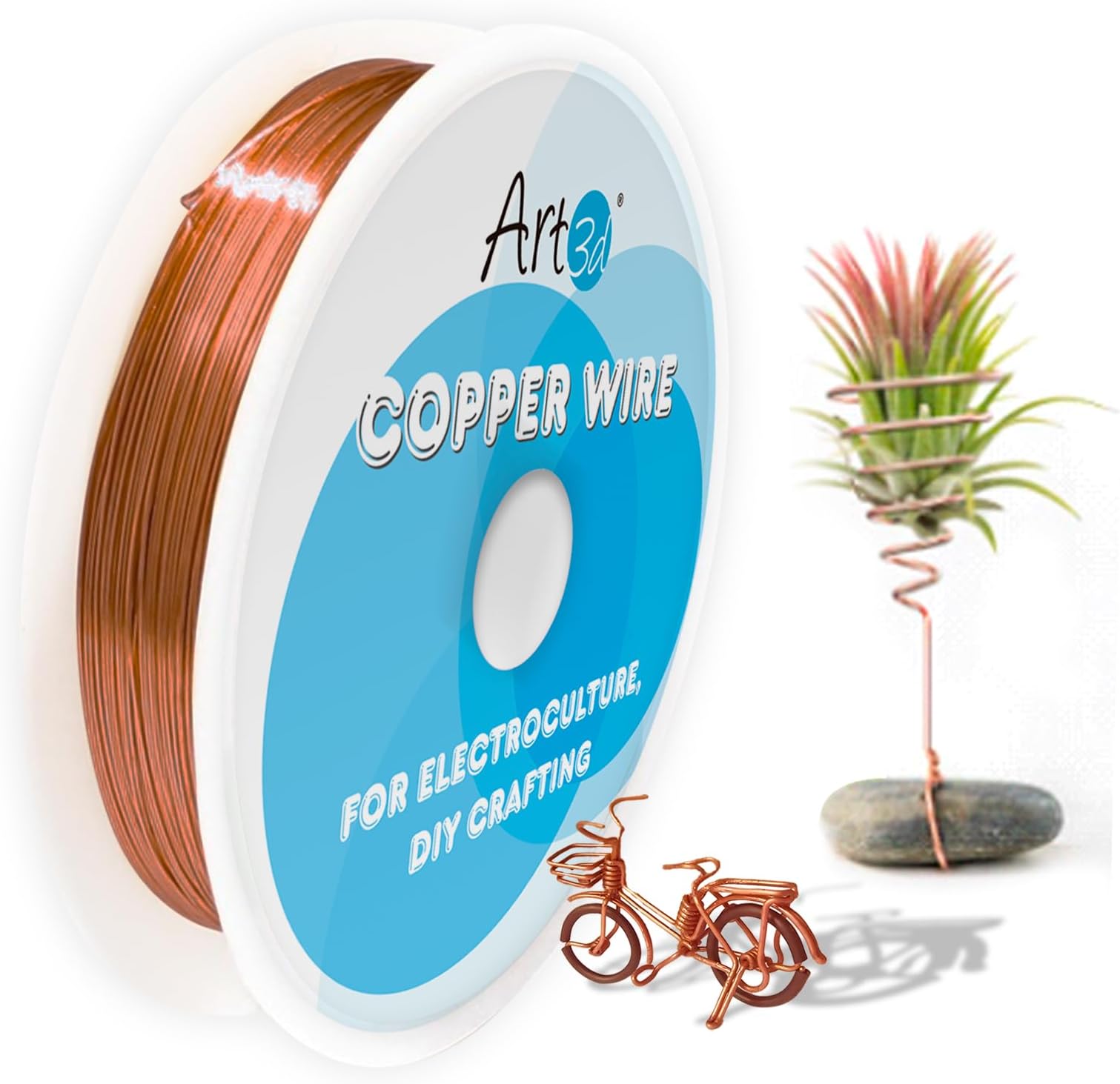Art3d 18 Gauge 60 FT 99.9% Pure Soft Copper Wire for Electroculture Gardening, Jewelry Making, Beading, Science Projects, DIY Artwork, 1 Roll