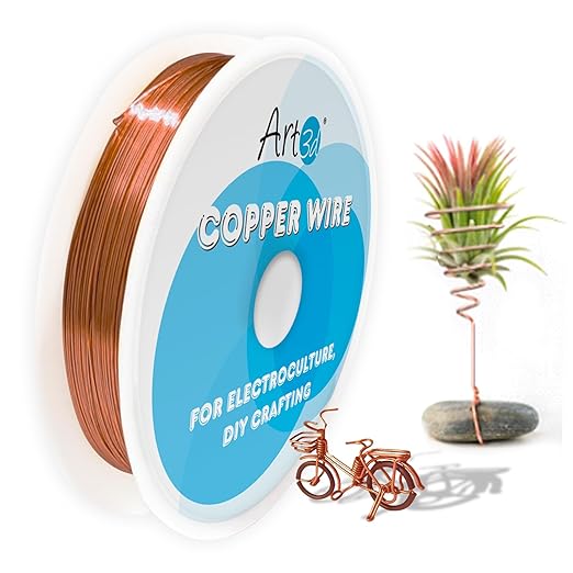 Art3d 18 Gauge 60 FT 99.9% Pure Soft Copper Wire for Electroculture Gardening, Jewelry Making, Beading, Science Projects, DIY Artwork, 1 Roll
