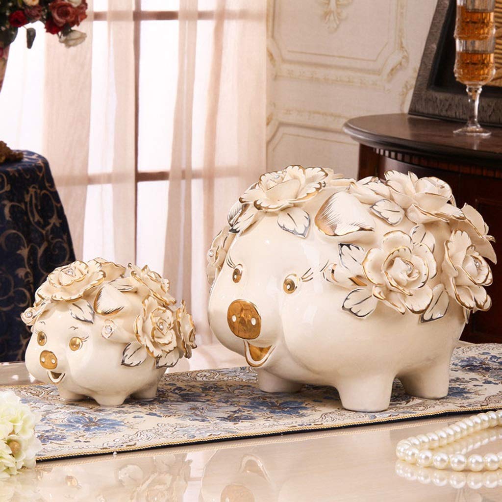 セラミック貯金箱, ホームリビングルーム貯金箱コインバンク豚の装飾品 Amazon.co.jp: 貯金箱 セラミック豚貯金箱 エレガント 貴族の貯金箱  大人 創造性 貯金箱 オーナメント ギフト コインバンク ホームデコレーション (サイズ: ラージ) (ペア) : おもちゃ 貯金箱 ...