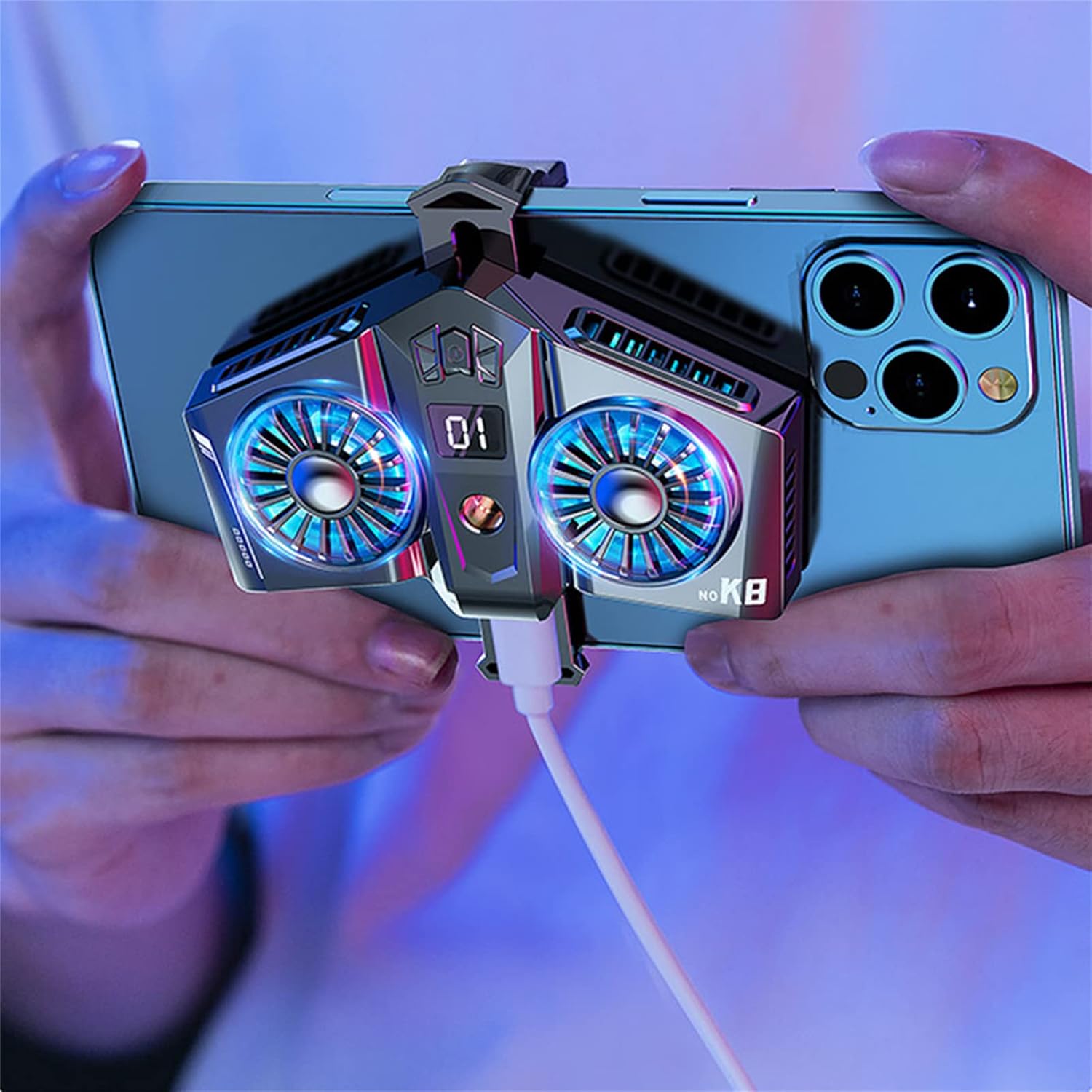 Semiconductor Phone Tablet Dual Cooling Fan Radiator Cell Phone Game Cooler System Heat Sink for Mobile Gaming Watch Video(Color:Back Clip)