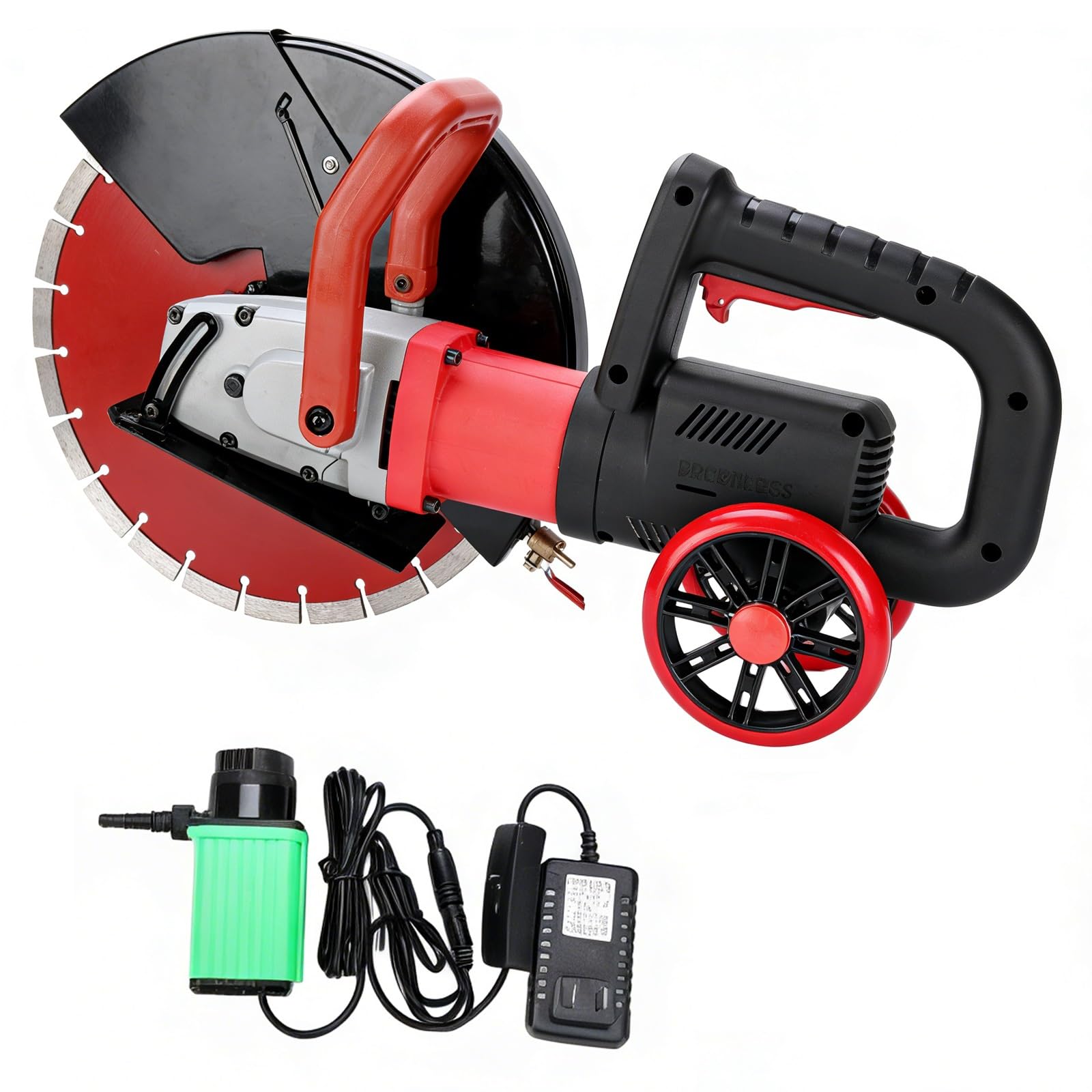 Coupe-béton électrique, 4200 Watts, 220 Volts, avec Coupe-Tubes d'eau, pour Pierre, Granit et Brique, Profondeur de Coupe 133 mm, Pompe à Eau Incluse.