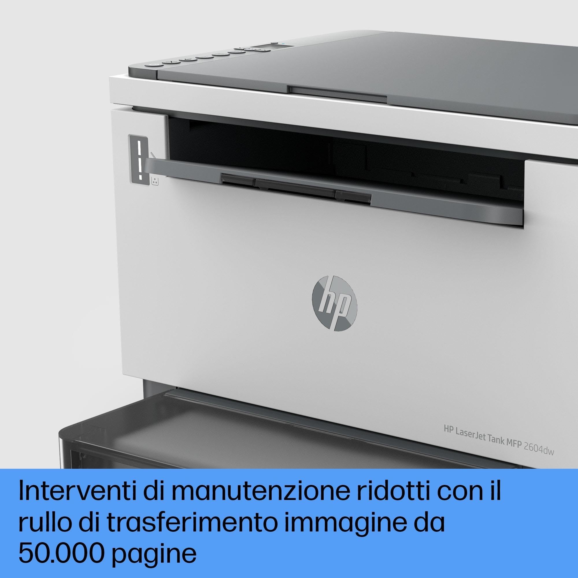 HP Laser Tank 2604dw 381V0A Monocromatica Multifunzione Stampante, Stampa F/R Automatica, 22 ppm, 5000 Pagine, Wi-Fi, USB, Bianca