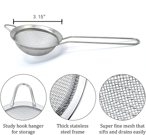 Miniatura 2 de Coladores de malla fina, colador de alimentos para cocina, coladores y coladores de acero inoxidable, colador de cóctel, colador de café, mini tamiz