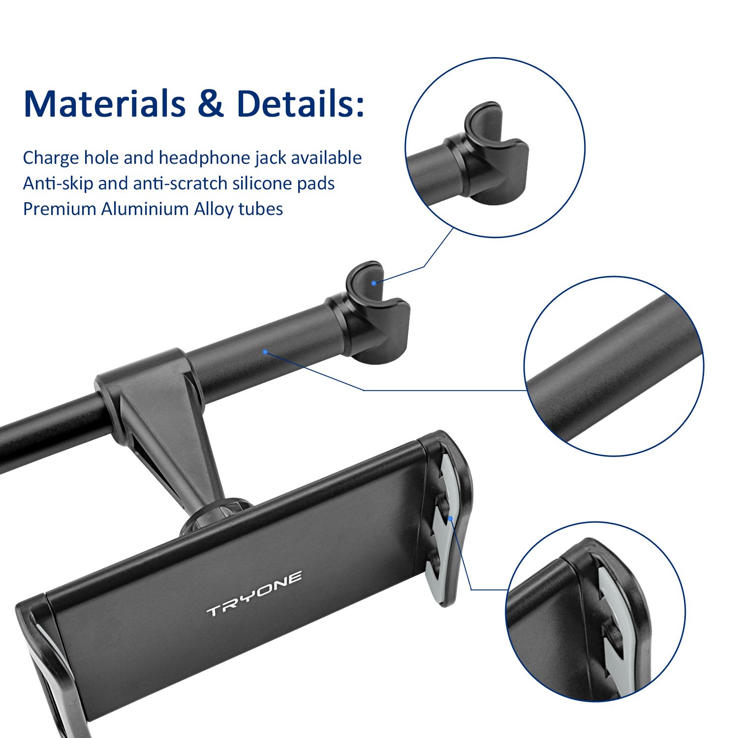 Ipad Stand Tryone Car Headrest Tablet Holder 360° Adjustable