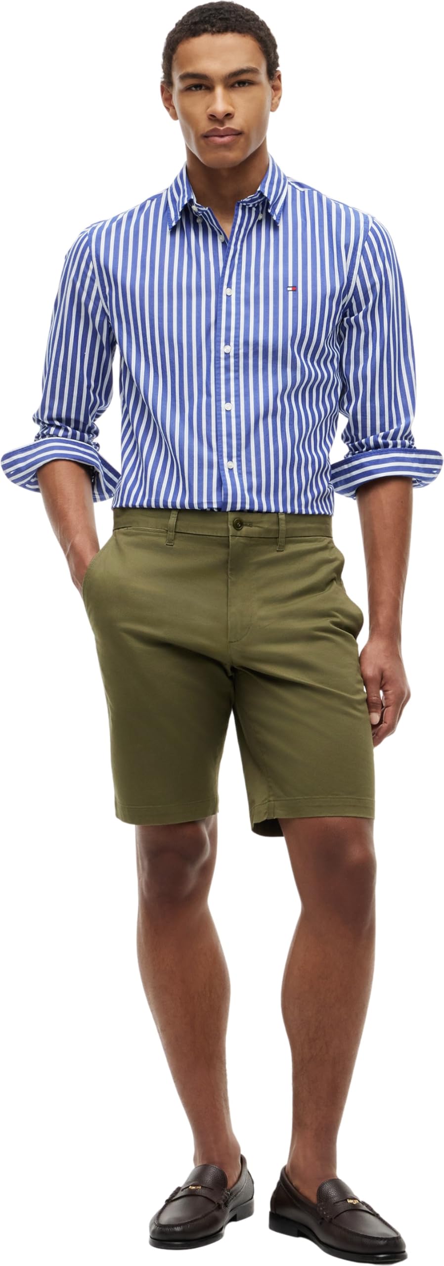 Tommy Hilfiger Herren Flex Poplin Seasonal Stripe Sht Mw0mw43315 L/S Shirt (1er Pack)