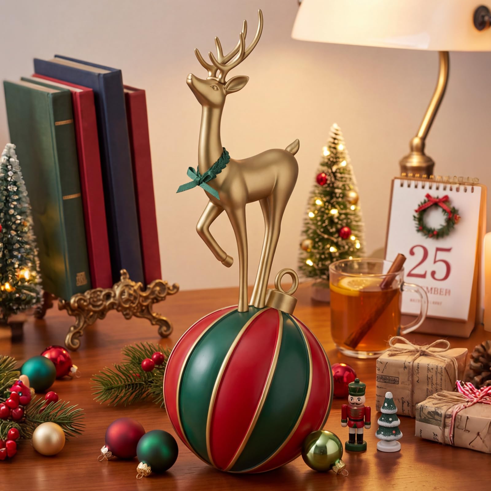 SiliFine Christmas Reindeer Figurine 12 X 5 Inch Resin Deer Statue