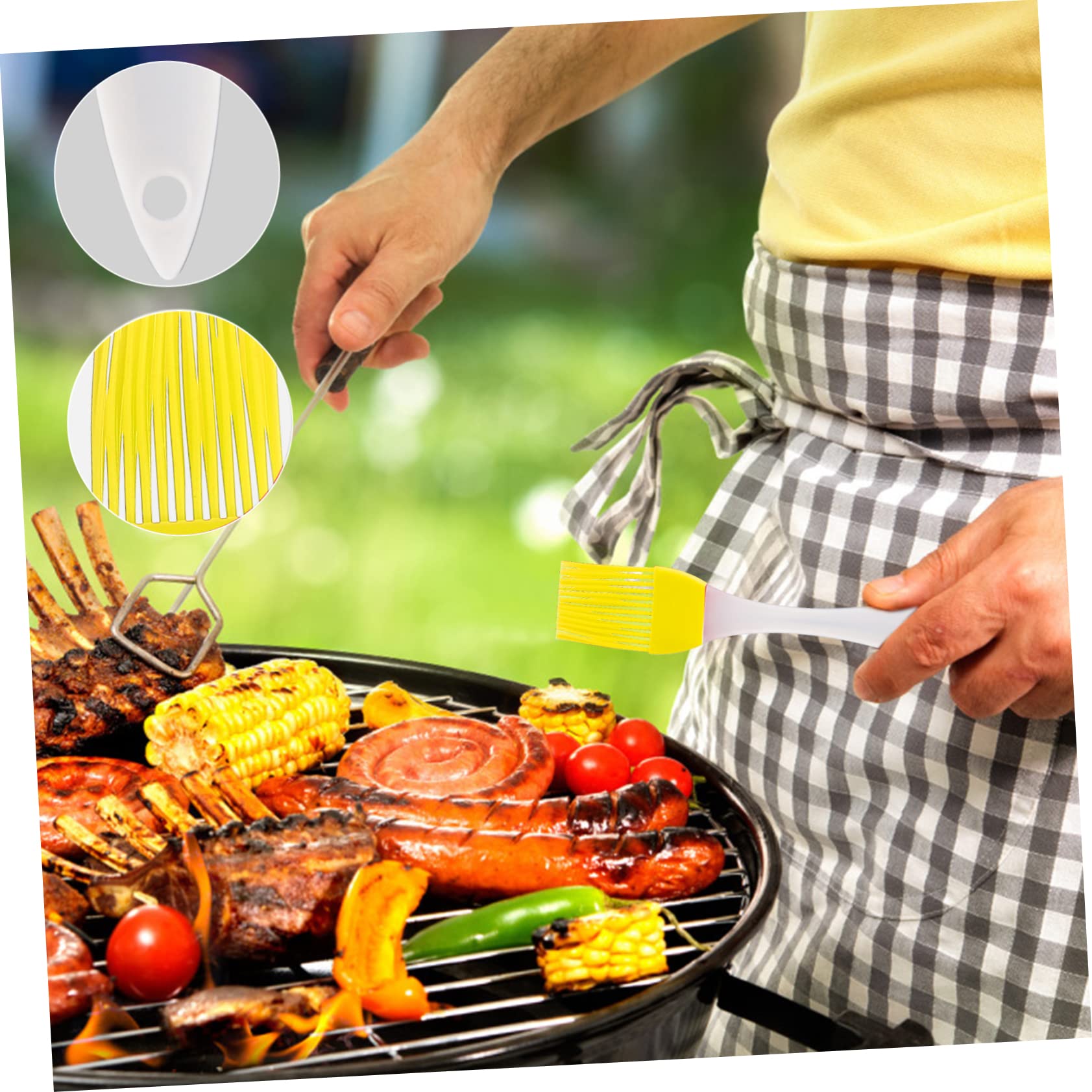 OFFSCH 2 Pcs Silicone Oil Brush for Cooking Baking Food Grade Kitchen Brush for Pastries Grilling Bbq Handle for Home Outdoor Use