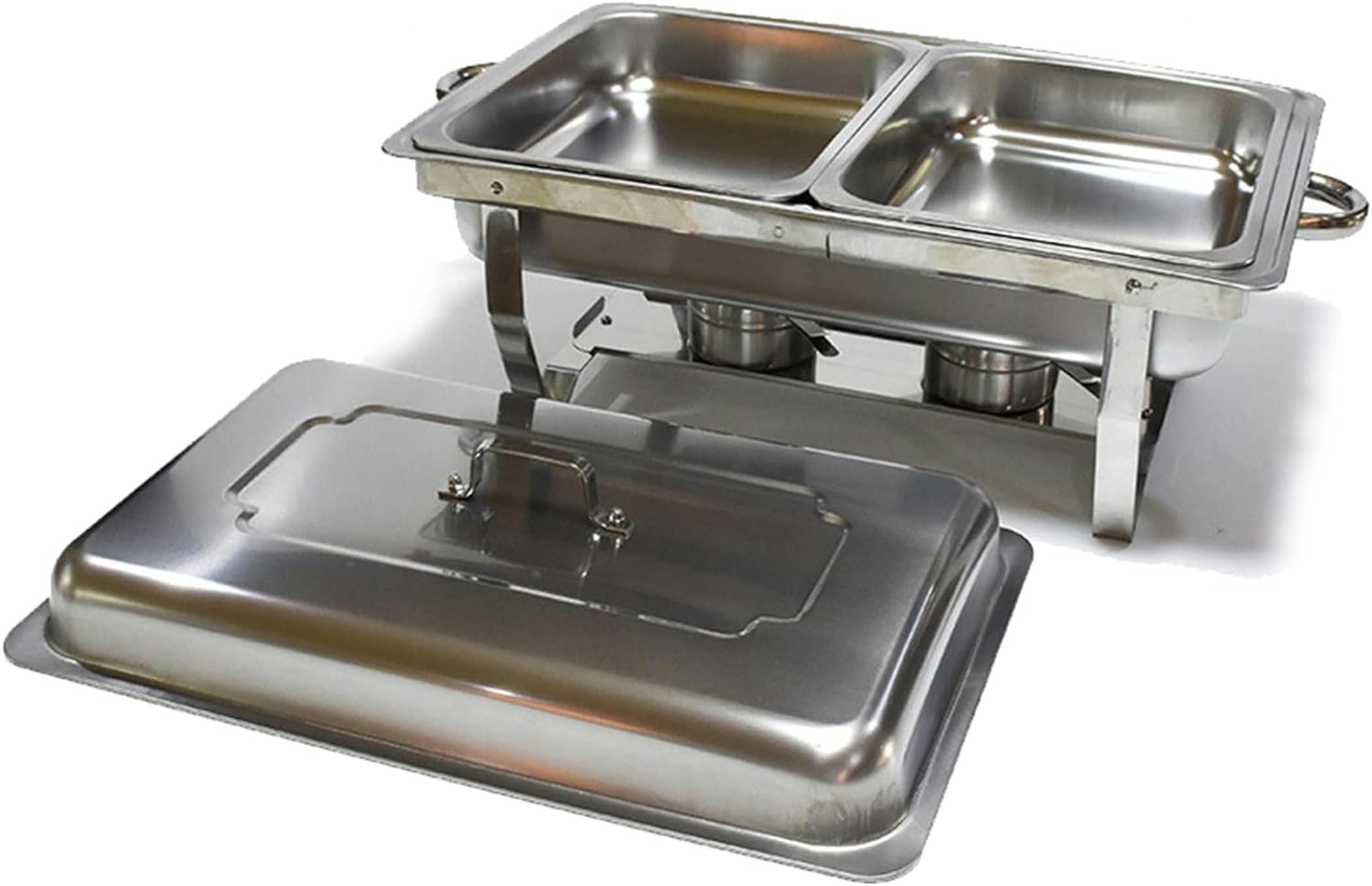Hadecoll Double Grids Rectangular Stainless Steel Chafing Dishes Set Chafers Buffet Servers And Food Warmers With Alcohol Furnace & Water Trays For Catering Events,-4200G