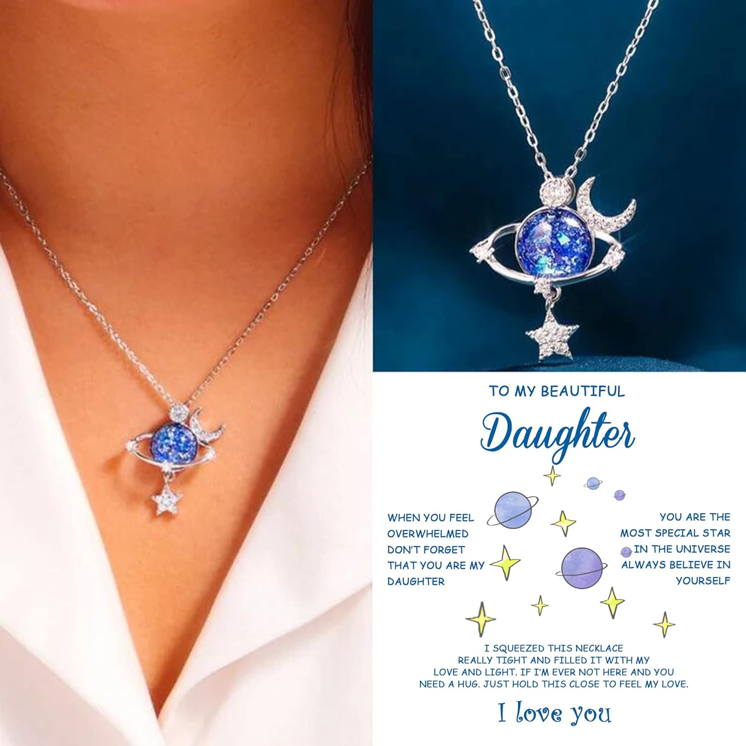 MFTRADING To My Daughter Necklace from Mom Dad Inspirational Daughter Christmas Gifts Jewelry Necklace for Beautiful Daughter Granddaughter on Birthday Thanksgiving Day - Image 2