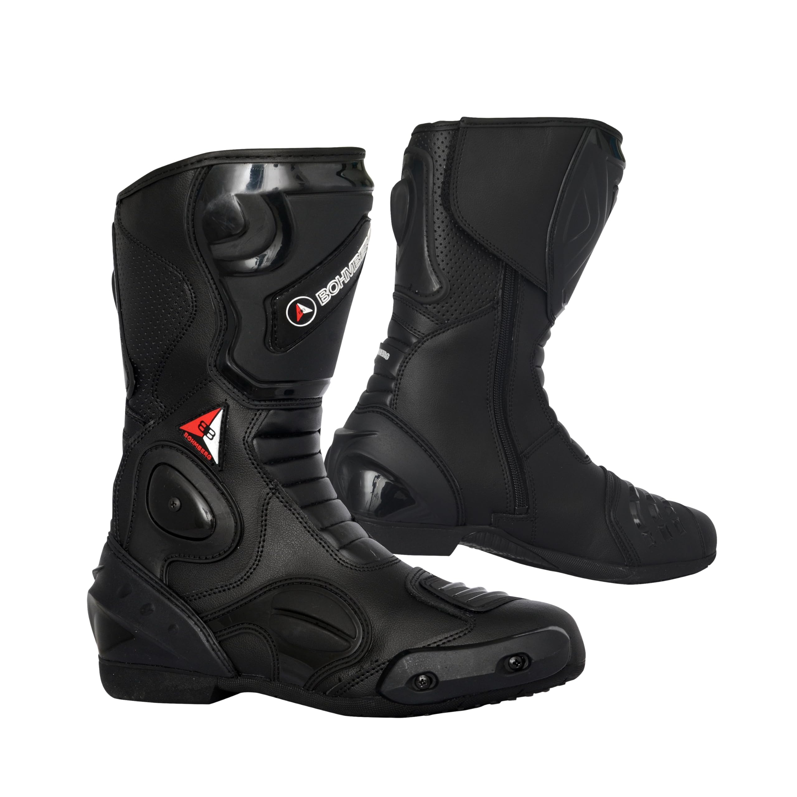 Botas de moto para hombre, deportivas, de piel, estables,protectores reforzados integrados, con protección en los tobillos, ergonómicas, botas moteras, biker, motorista