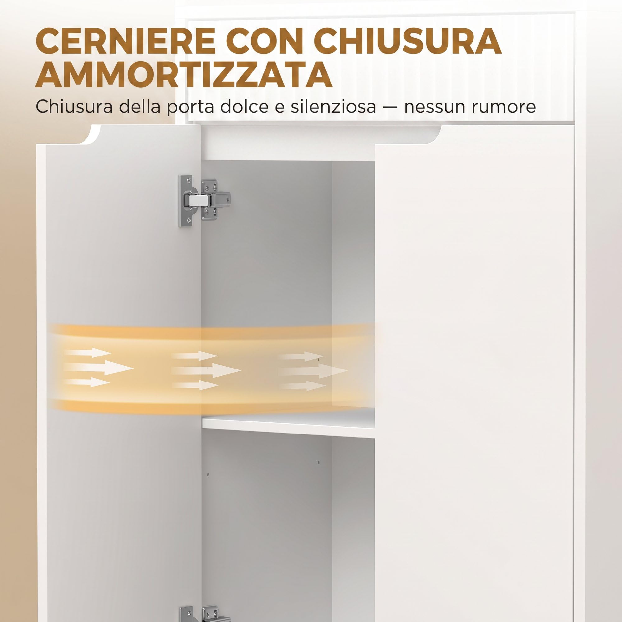 HOMCOM Mobile Bagno Alto Stretto, Mobiletto Bagno Salvaspazio con Armadietto Ante Soft Close, 3 Ripiani Aperti, Cassetto Scanalato, Ripiano Regolabile, per Lavanderia, 60x30x171 cm, Bianco