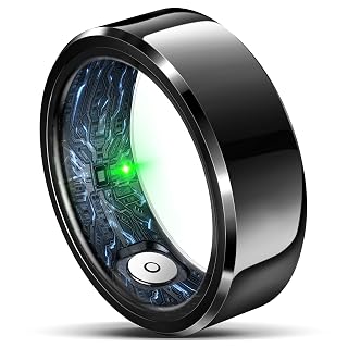 Smart Ring for Women Men, Fashion Minimalist Fitness Ring & Sleep Tracker Ring with Heart Rate, Blood Pressure,5ATM Waterproof Health Ring, No Subscription, Gifts for Women Men Gift (Black,9) - Amazon product rated Grade B