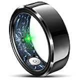Smart Ring for Women Men,Fashion Modern Minimalist Fitness Ring& Sleep Tracker Ring with Heart Rate,Blood Pressure,5ATM Waterproof Health Ring,No Subscription,Travel-Friendly Couple Gift(Size 8,Black)