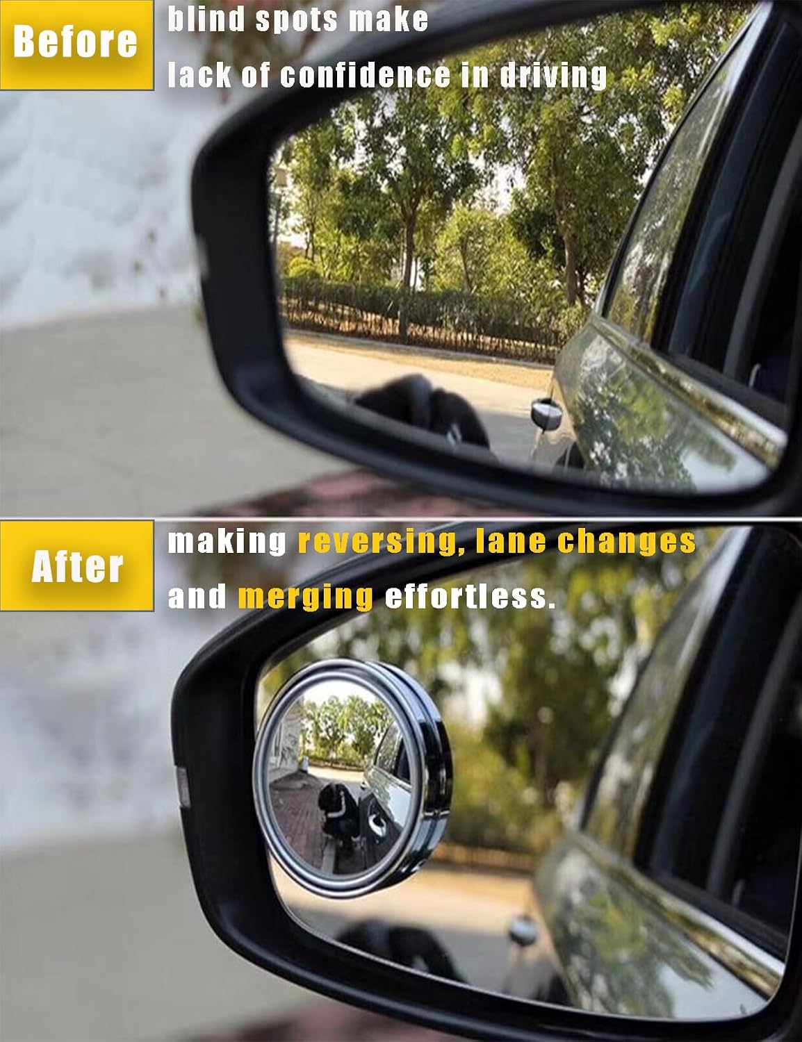 (3 PCS) Car Rear View Mirror and Blind Spot Side Mirror Set, 12'' Universal Panoramic Car Accessories, Easy Clip-On Installation for Cars, Trucks, and SUVs thumbnail
