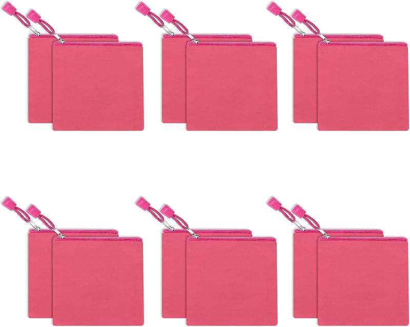 Necessaires de lona de algodão para cosméticos Fassave, Hot Pink, Pacote com 12