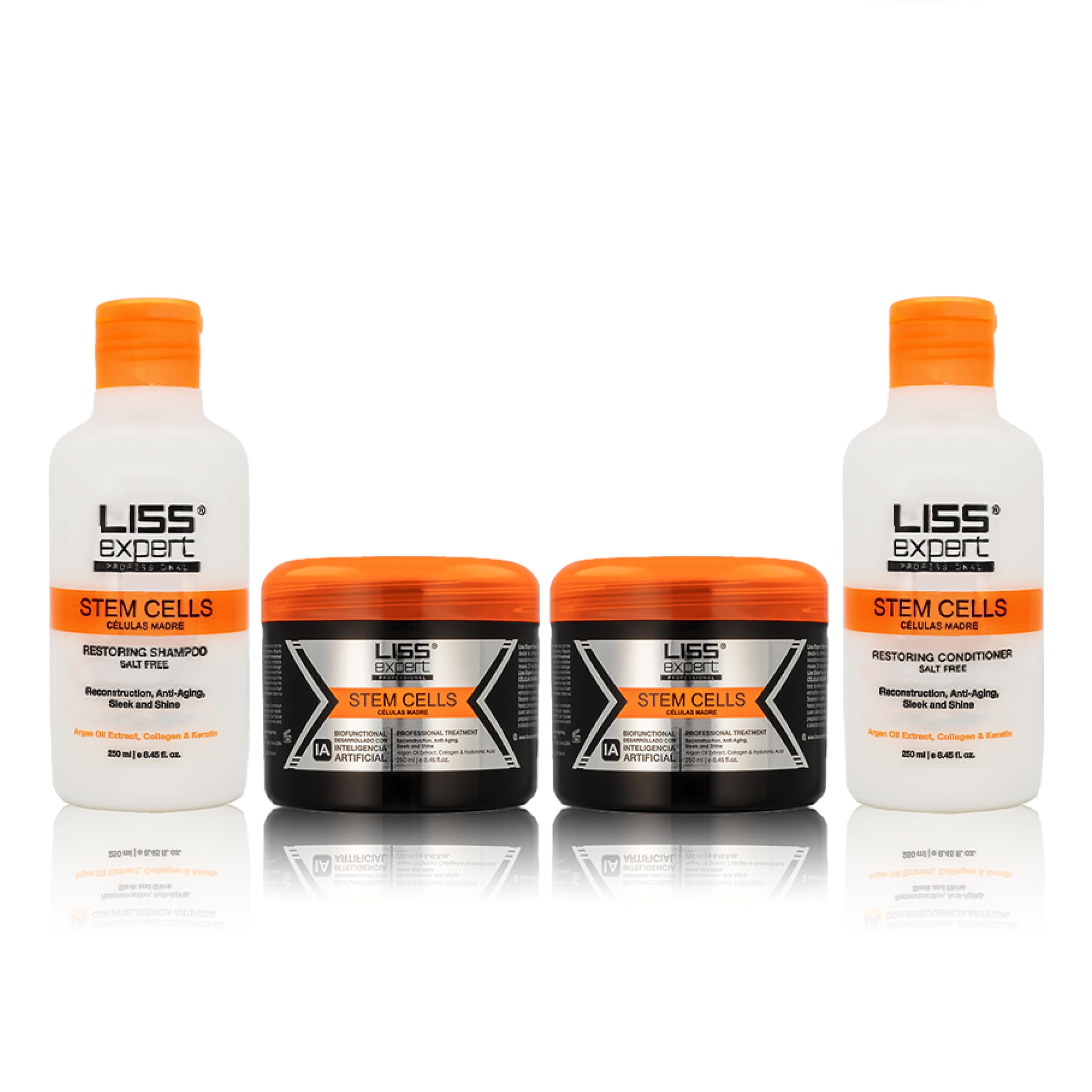 Liss Expert Stem Cells Smoothing Treatment 16.9 oz Kit - with salt free shampoo and conditioner for LONG hair application