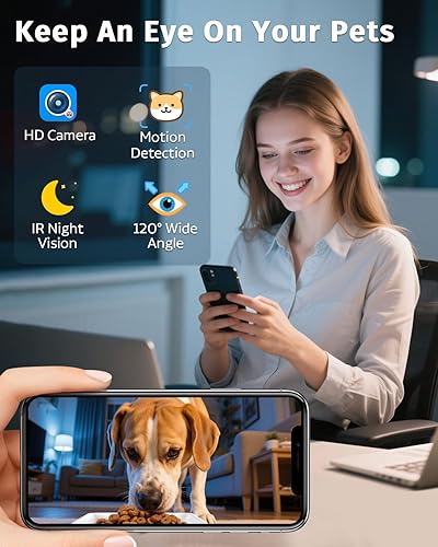 Miniatura 4 de Comedero automático para perros de razas grandes con cámara, 12L50 tazas, control de aplicación WiFi 5G, dispensador de alimentos para perros, fácil