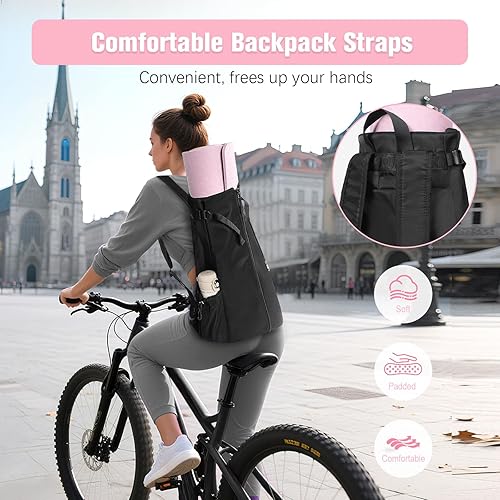 Miniatura 3 de WOMACO Bolsa para esterilla de yoga, portador de bloques de yogamat ajustable con correas de mochila y bolsillos laterales, mochila de yoga de
