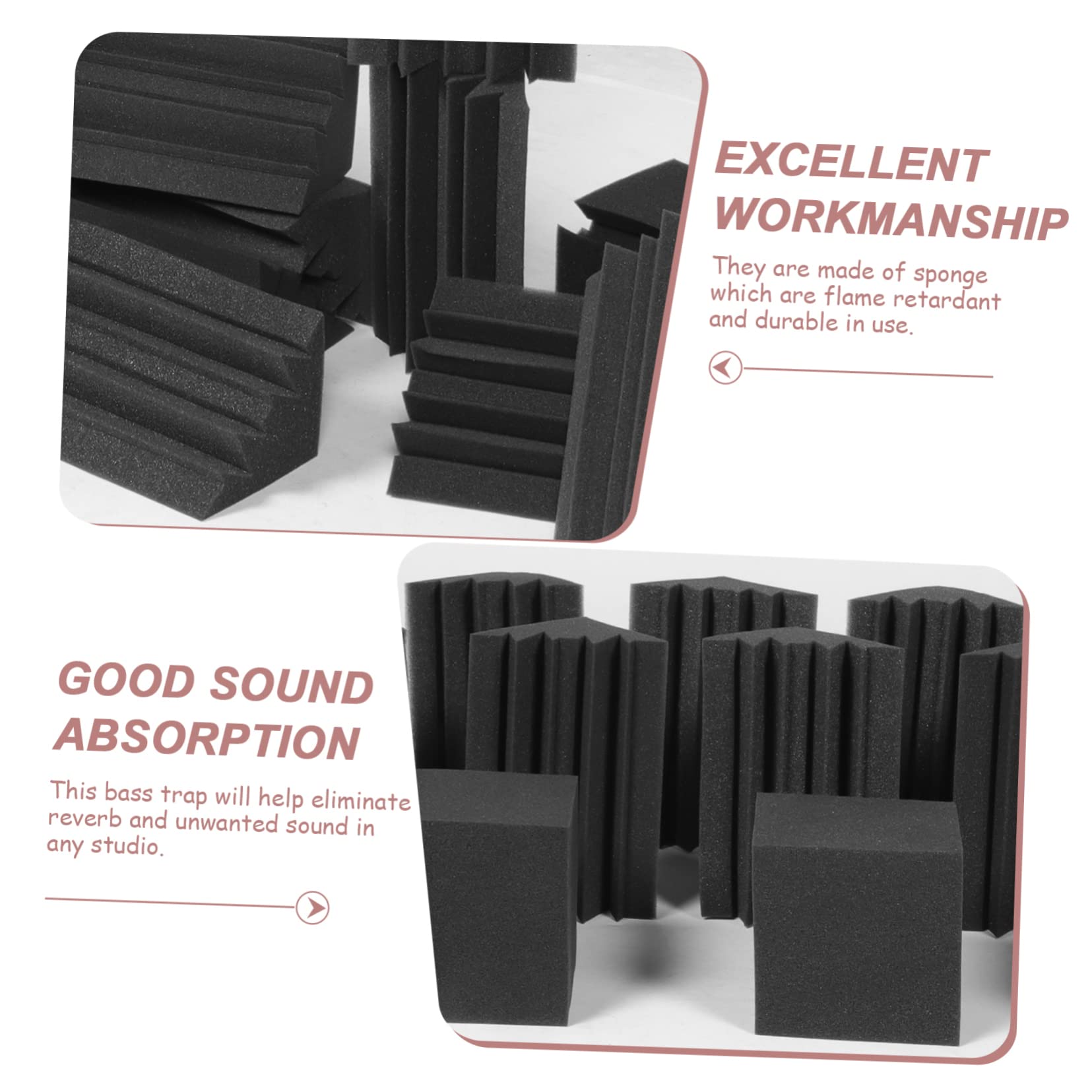 Spugna Fonoassorbente per Bassi 16 Pezzi, Pannelli Neri | Forma Piramide e Cubo, Uso in Cinema Professionali e Concerti, Materiale in Spugna Ignifuga