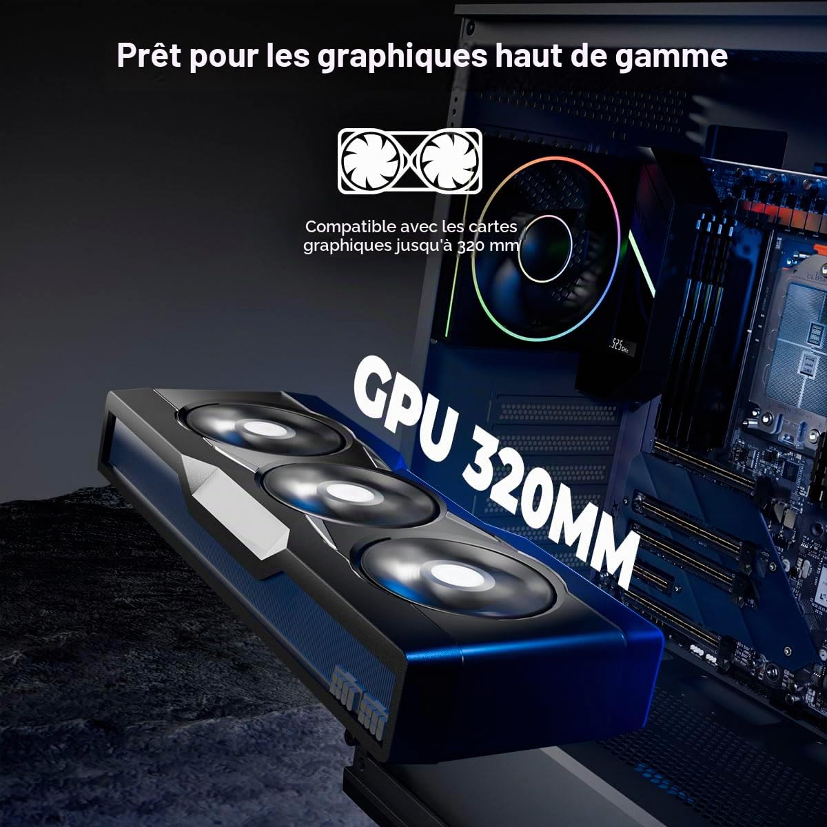 YEYIAN Boîtier Gamer Elara Mid-Tower - Compatible ATX/M-ATX/ITX - Panneau en Verre Trempé - 4 Ventilateurs ARGB Inclus (3 Avant + 1 Arrière) - Noir