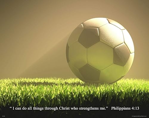 Apple Creek Póster motivacional inspirador religioso de 11 x 14 pulgadas, diseño de filipenses de fútbol 4:13