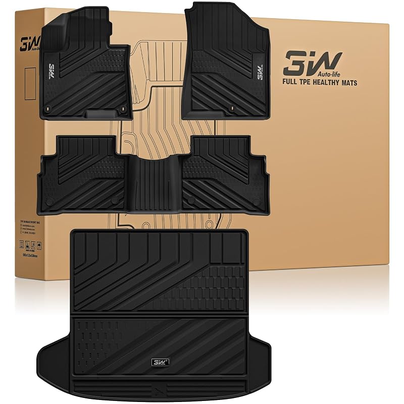 Kit de Tapetes Automotivos e Tapete de Porta-Malas 3W para Kia Sportage 2023–2026, TPE Preto, com Subwoofer, 3 peças