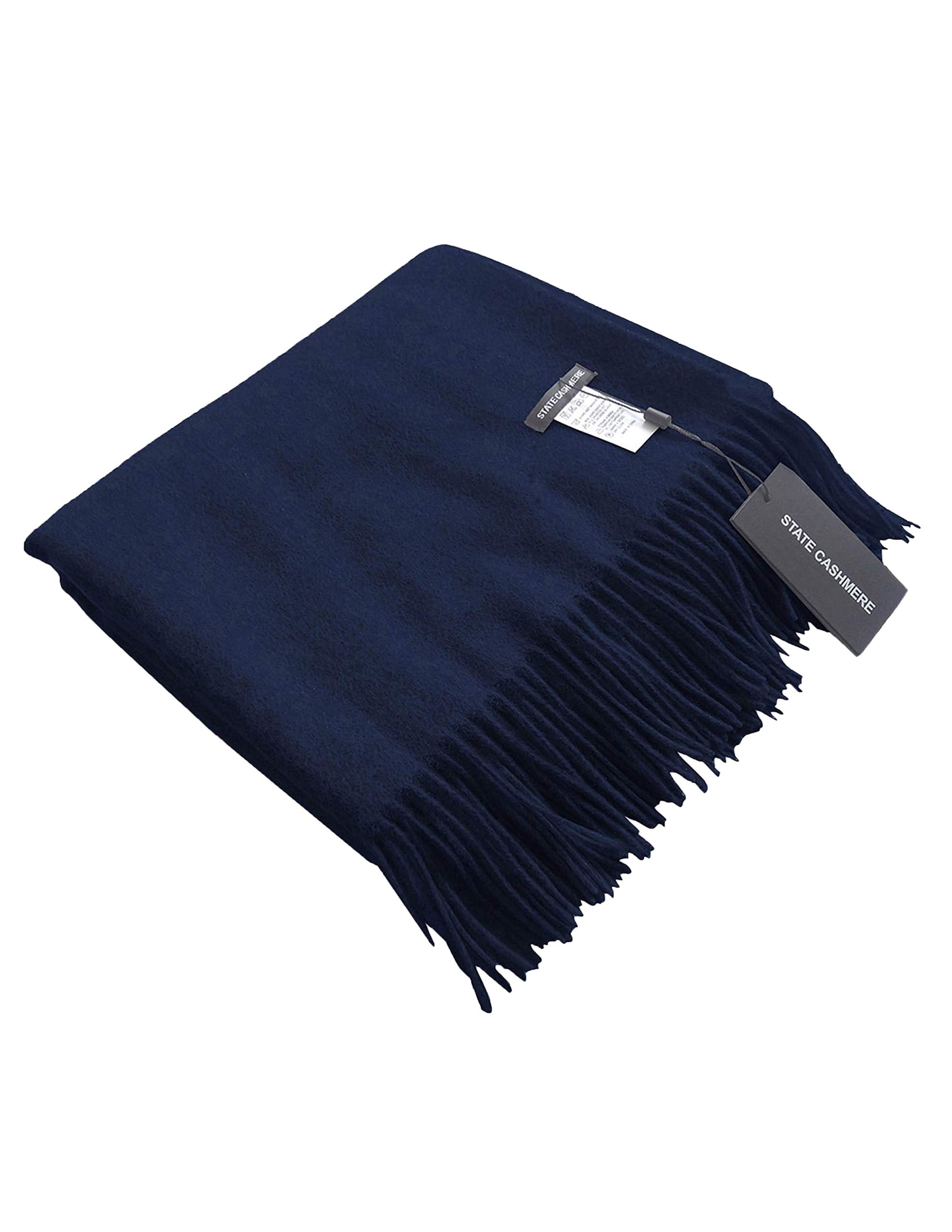 State CashmereHome Throw Blanket with Decorative Fringe 100% Pure Cashmere Ultra Soft Accent Blanket for Couch, Sofa & Bed (Navy, 60"x50")
