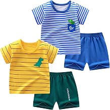 Toddler Boys 4 Pieces T-shirts and Shorts Summer Outfit Striped Short Set