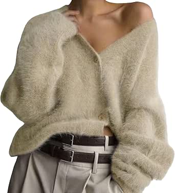 Zeagoo - Cárdigan De Punto Abierto Con Mangas De 3/4, Con Volantes, Suéteres De Punto Suave Para Mujer., Casual, S