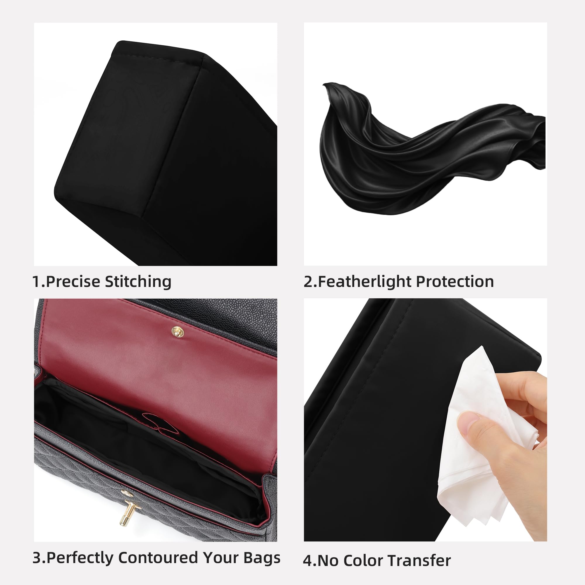 DGAZ Taschen Organizer für Chanel CF Classic Flap, Seide Handtaschenorganisator Damen, Leicht handtaschen Innentaschen (Schwarz, Medium 25)