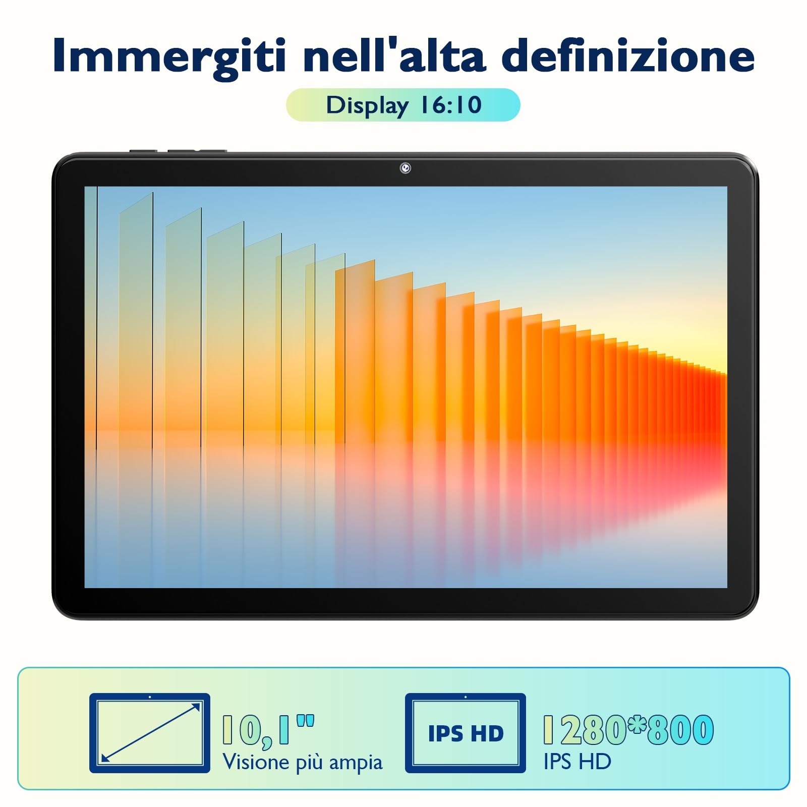 Rebecco Tablet 10 Pollici, Tablet Android 15 Gemini AI, 18GB RAM + 128GB ROM + 1TB TF, Octa-Core, Schermo Touch IPS HD 1280x800, Batteria 6000mAh, Widevine L1, WiFi 5G & BT 5.0, Doppia Fotocamera Z50