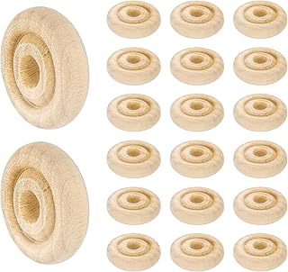 MECCANIXITY Slab Wooden Wheels 7/8" Dia. 1/4" Thick 1/4" Hole, Flat Unfinished Wood Wheel for DIY Model Cars Trucks, 24pcs