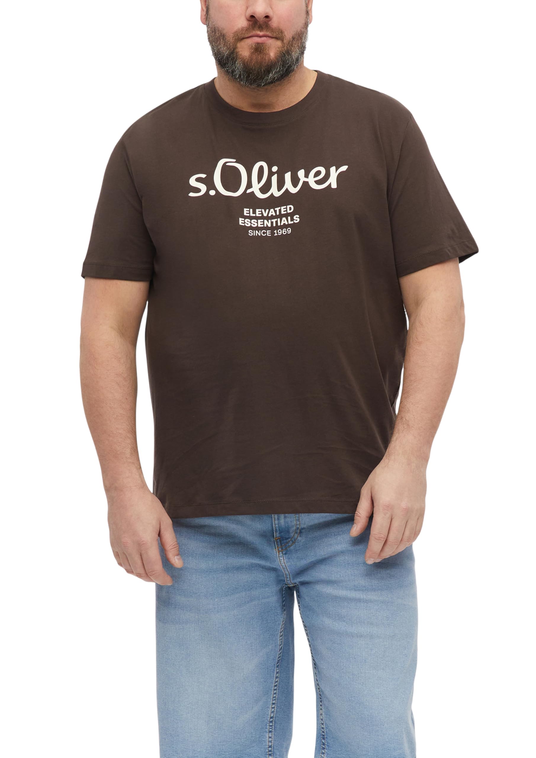 s.Oliver Men's 2181138 Logo Shirt (Pack of 1), Brown, XXL