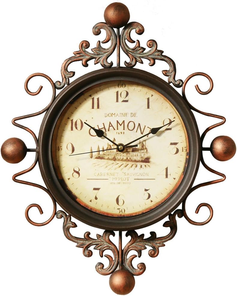 astill Wall Clock Retro clock，Large Decorative Wall Art Non-ticking Quartz Clock Unique for Family Living Room ，Battery Operated，Easy to Read for，Indoor Decor