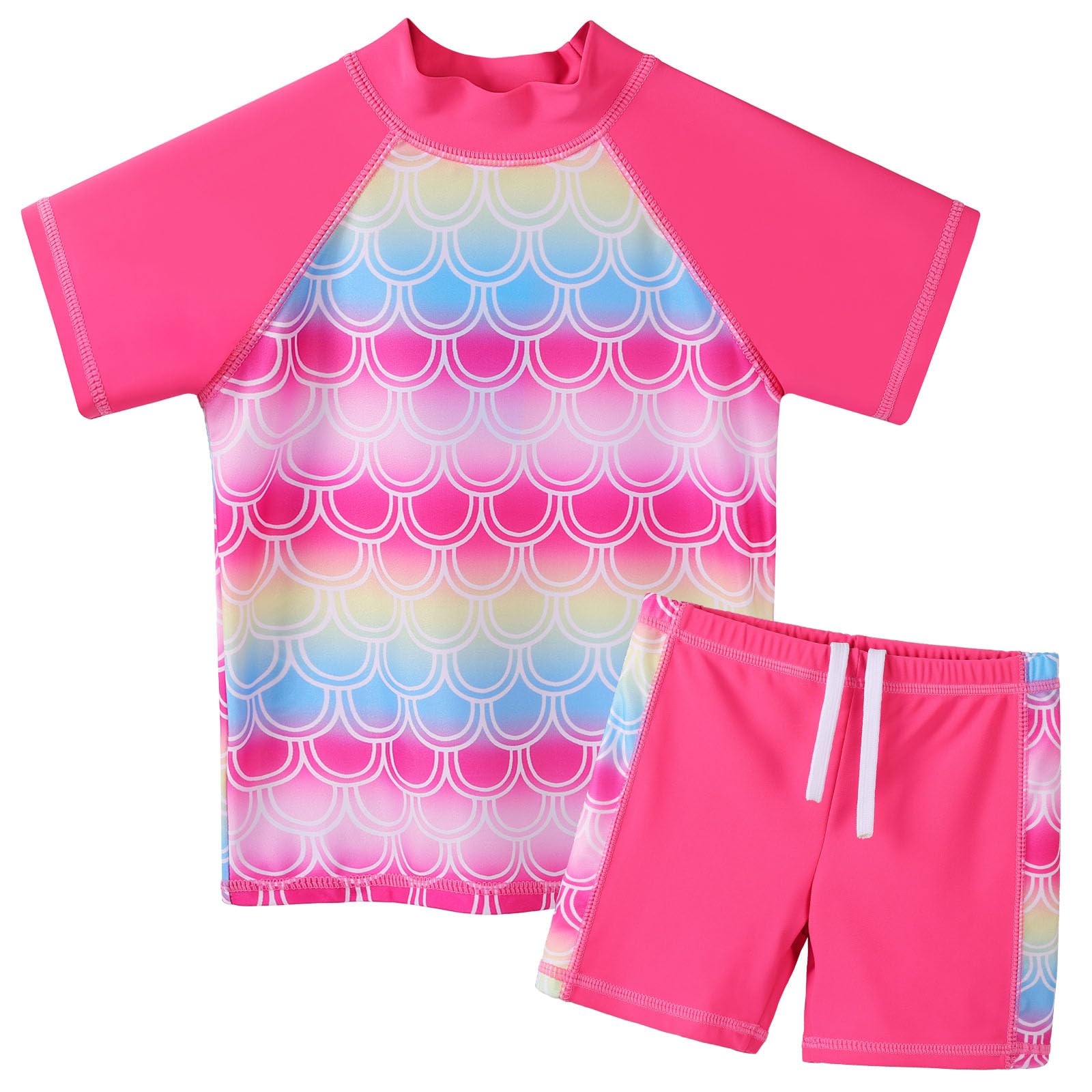 Girls Two Piece Swimsuit Floral UPF 50+ Rash Guard Set Kids Beach Swimwear