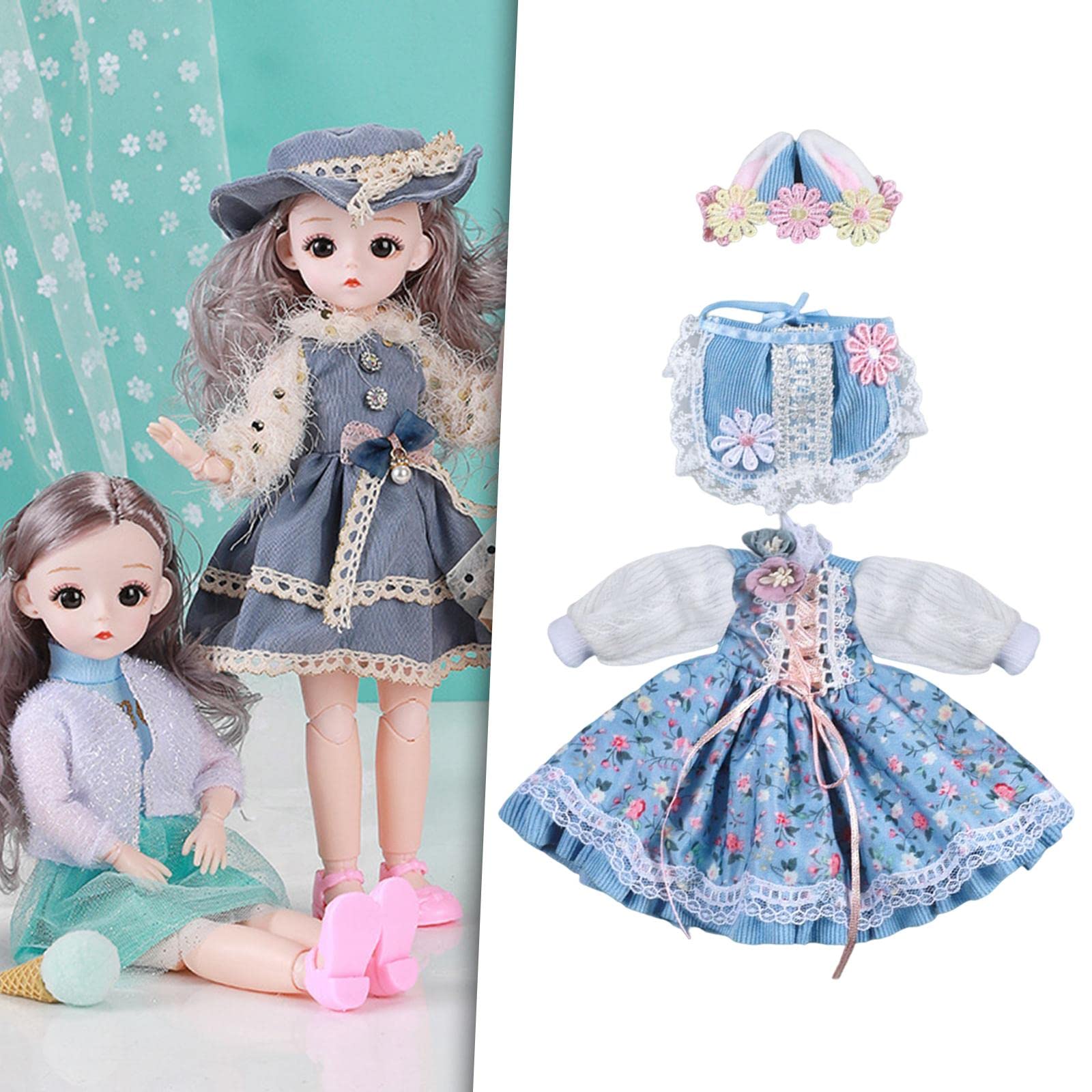 Juego de 10 conjuntos de ropa de muñeca de vestir trajes colecciones de moda para muñeca bebé de 30 cm azul manga larga