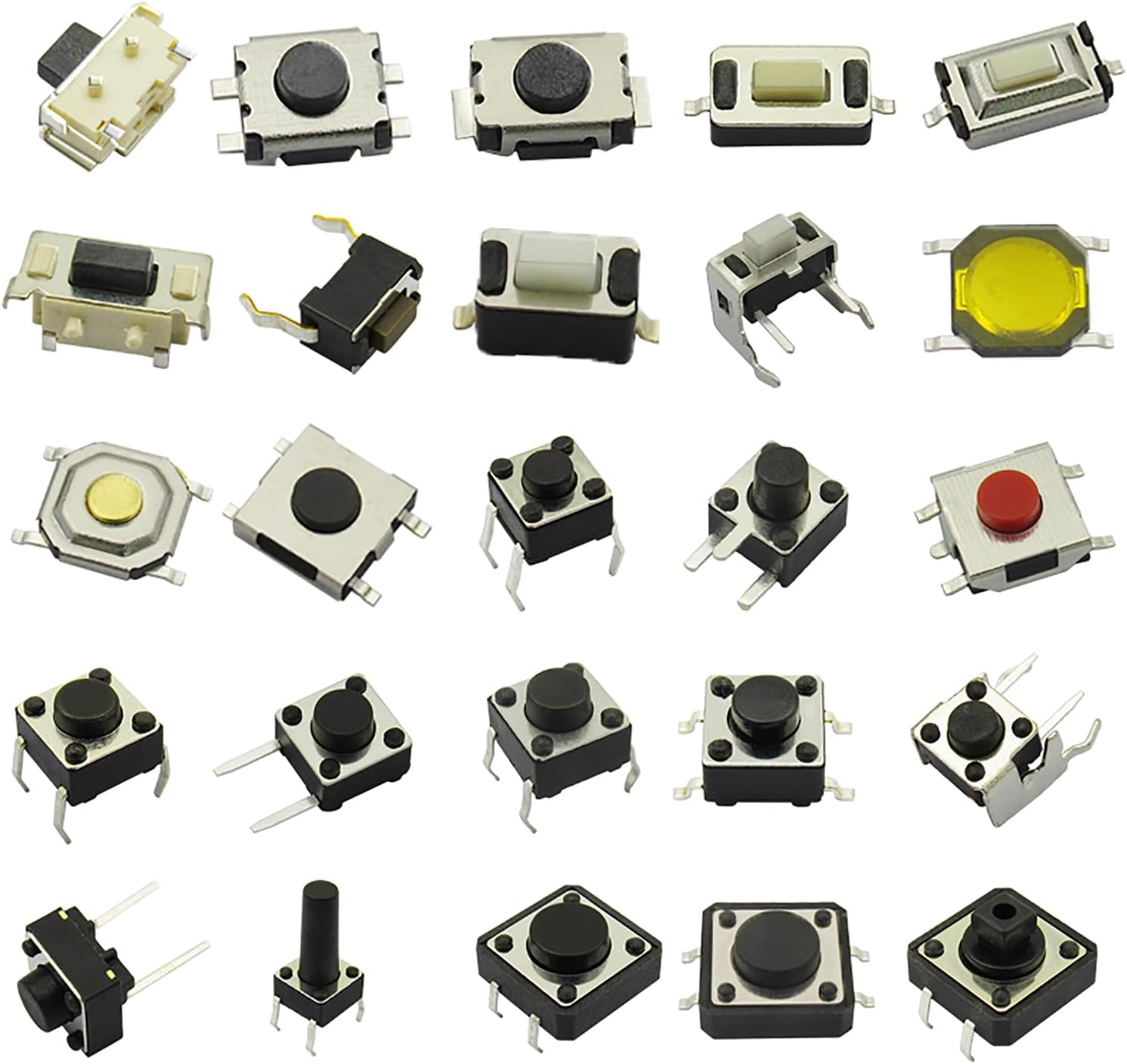 250pcs 25 Values Tactile Push Button Switch SMD Micro Momentary Tact Switch Assortment Kit