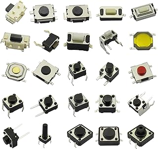DaFuRui 250pcs 25 Values Tactile Push Button Switch SMD Micro Momentary Tact Switch Assortment Kit