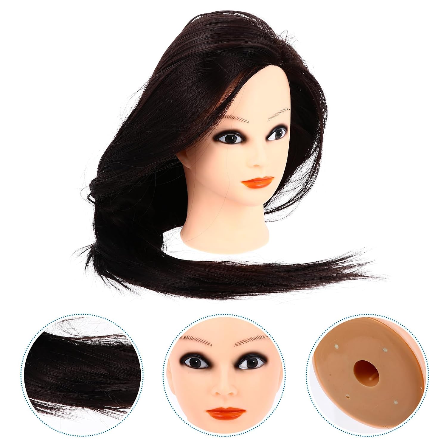 Hair Braiding Mannequin Head Doll with Natural Color Makeup, Salon Cosmetology Practice Training Head for Hairdressers and Stylists