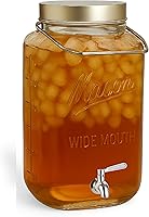 Vista 2 de Kitchentoolz Big 2 Gallon Glass Drink Dispenser with Large Airtight Metal Lid and Handle – Square Mason Jar Beverage Container with Stainless Steel