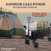 Vista 2 de Carro plegable plegable, carrito de playa resistente plegable con grandes ruedas de playa todo terreno para arena, carrito plegable