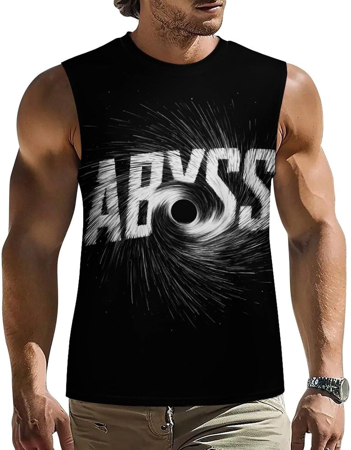 Word ABYSSMen's Sleeveless Crew Neck Knit Top, Soft Faux Cotton Everyday Casual Basic Blouse