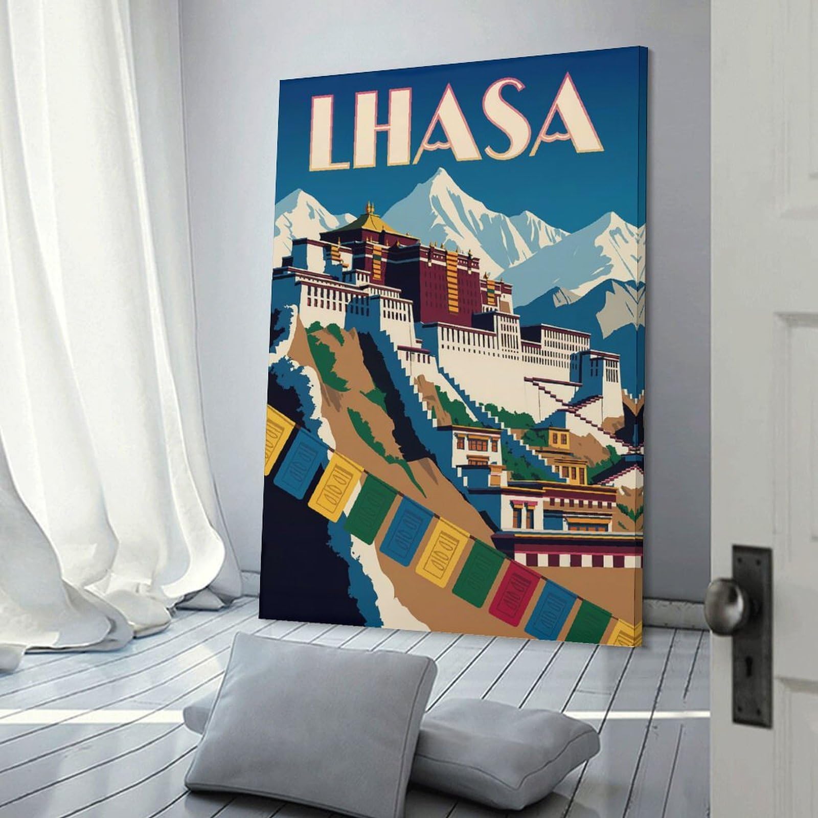 Junmoney Lhasa Travel Wall Picture Print 24x36inch(60x90cm), for Picture Wall Styling in Lounge Or Bedroom, Ideal for Building A Coordinated Art Wall