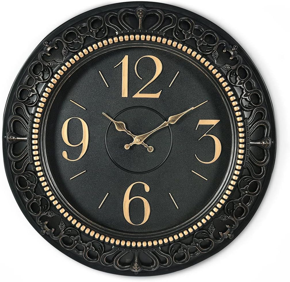 by Nilkamal Antique Carved Wall Clock Black