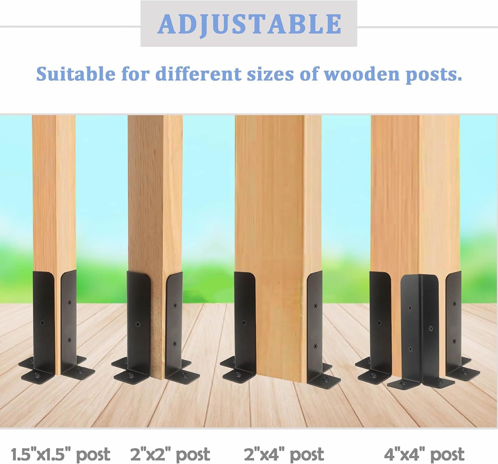 Snapklik.com : 8-Piece Adjustable Deck Post Anchor Base Bracket Set