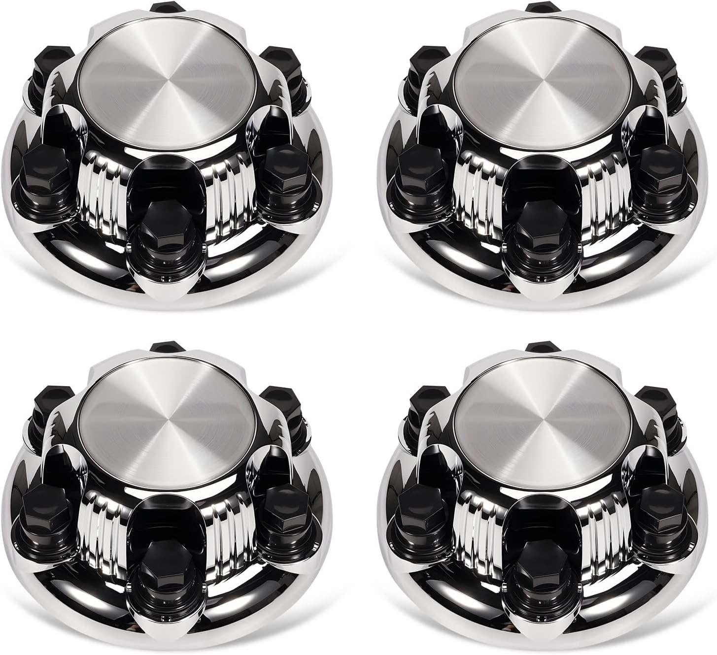 6 Lugs Chrome Wheel Center Caps(New Glossy Silver Design) 4pcs Fit for GMC Savana Sierra Yukon&Chevy/Chevrolet Avalanche Express Silverado Tahoe 1500 2500 1999-2012 Rim Hub Cover