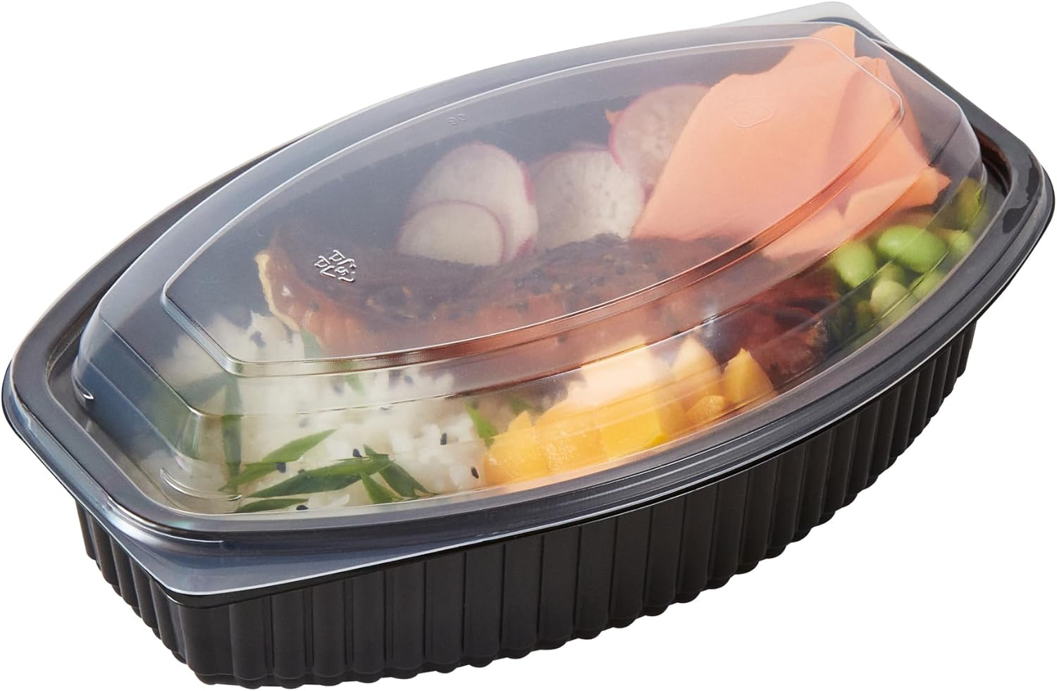 Restaurantware-RW Base 32 Ounce Meal Prep Containers, 50 Microwavable To Go Containers With Lids - Disposable, Freezable, Black Plastic Oval Food Containers, Pack Hot And Cold Food, For Takeaway