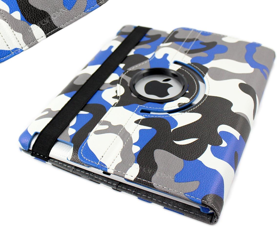 Sanoxy 360 Degrees Rotating Stand PU Leather Case for iPad 2/3/4, iPad 2nd Generation, Camouflage Army Blue (SANOXY_360IPA-ARMY)