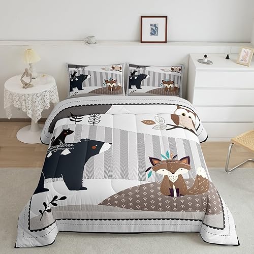 Miniatura 20 de Castle Fairy Juego de edredón de elefante de dibujos animados, tamaño individual, juego de edredón Kawaii de animales salvajes para niños y niños